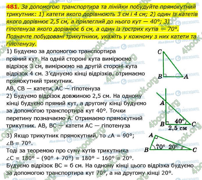 ГДЗ Геометрія 7 клас сторінка 481