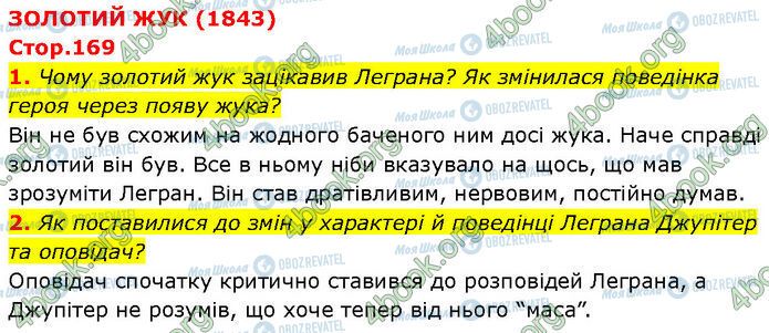 ГДЗ Зарубежная литература 7 класс страница Стр.169 (1-2)