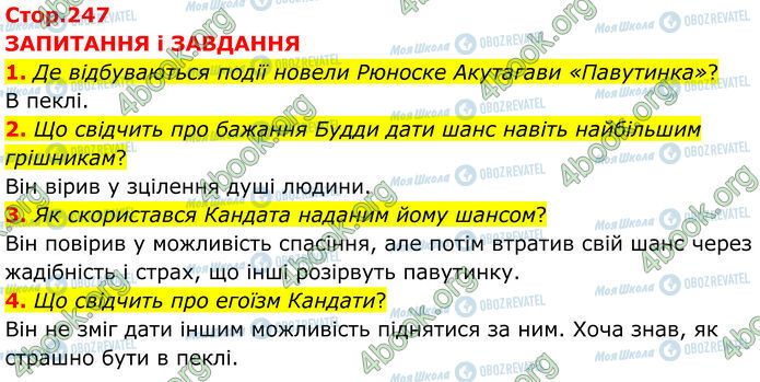 ГДЗ Зарубежная литература 7 класс страница Стр.247 (1-4)