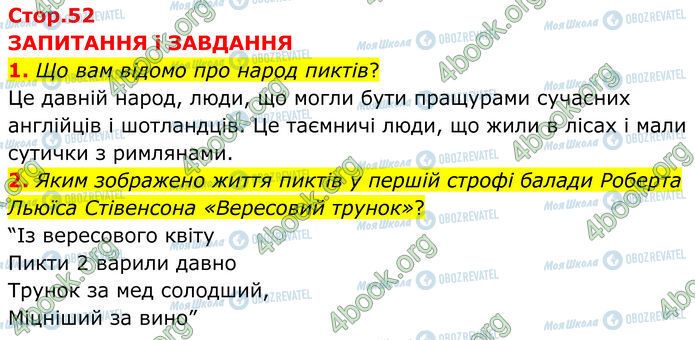 ГДЗ Зарубежная литература 7 класс страница Стр.52 (1-2)