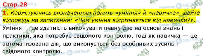 ГДЗ Основи здоров'я 7 клас сторінка Стр.28 (1)