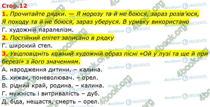 ГДЗ Українська література 7 клас сторінка Стр.12 (1-3)