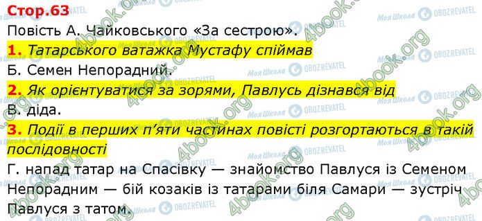 ГДЗ Укр лит 7 класс страница Стр.63 (1-3)