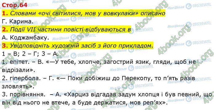 ГДЗ Українська література 7 клас сторінка Стр.64 (1-3)