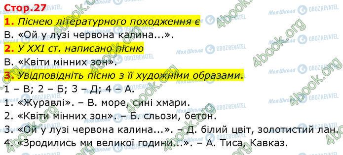 ГДЗ Українська література 7 клас сторінка Стр.27 (1-3)
