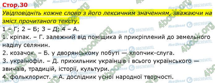 ГДЗ Українська література 7 клас сторінка Стр.30