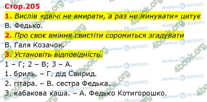 ГДЗ Українська література 7 клас сторінка Стр.205 (1-3)