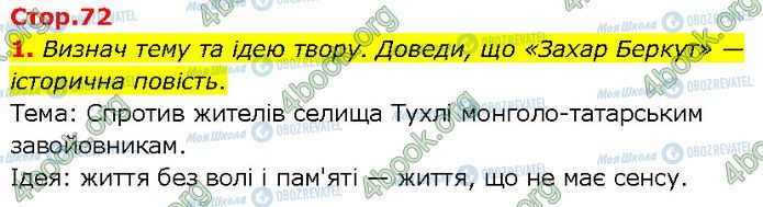 ГДЗ Українська література 7 клас сторінка Стр.72 (1)