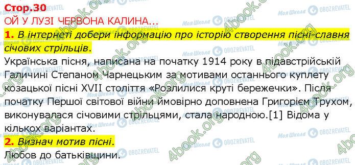 ГДЗ Українська література 7 клас сторінка Стр.30 (1-2)
