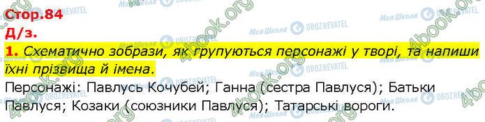 ГДЗ Укр лит 7 класс страница Стр.84 (Дз.1)