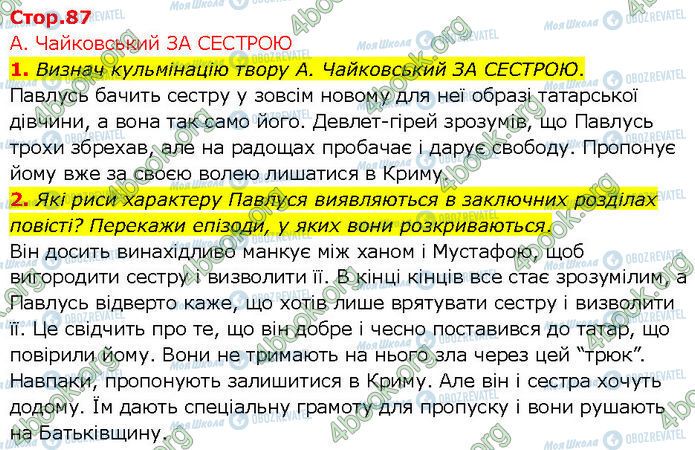 ГДЗ Українська література 7 клас сторінка Стр.87 (1-2)