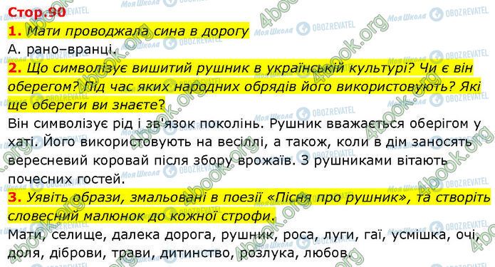 ГДЗ Українська література 7 клас сторінка Стр.90 (1-3)