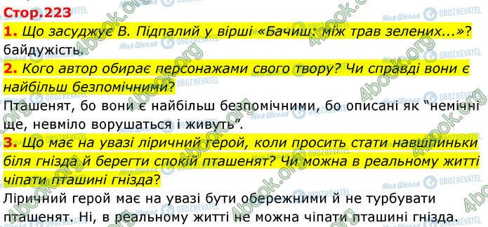 ГДЗ Українська література 7 клас сторінка Стр.223 (1-3)
