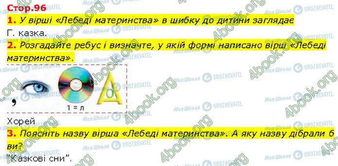 ГДЗ Українська література 7 клас сторінка Стр.96 (1-3)