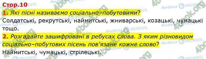 ГДЗ Українська література 7 клас сторінка Стр.10 (1-2)
