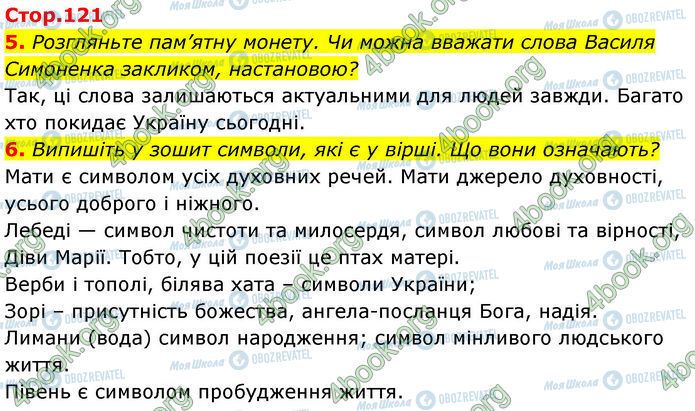 ГДЗ Українська література 7 клас сторінка Стр.121 (5-6)