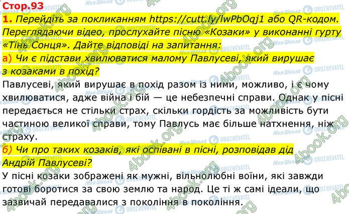 ГДЗ Українська література 7 клас сторінка Стр.93  (1)
