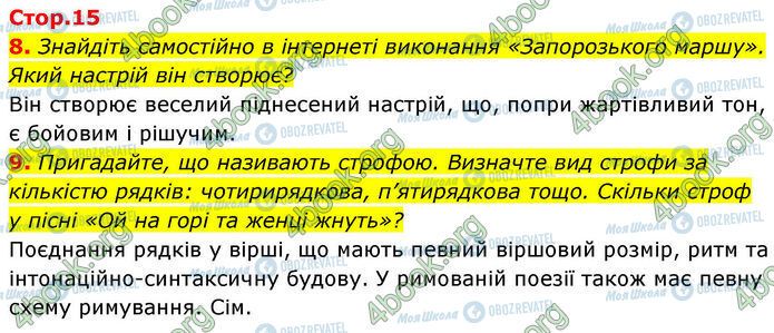 ГДЗ Українська література 7 клас сторінка Стр.15 (8-9)