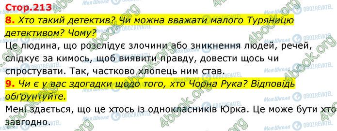 ГДЗ Українська література 7 клас сторінка Стр.213 (8-9)