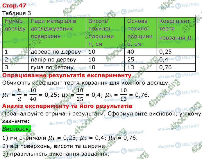 ГДЗ Фізика 7 клас сторінка Стр.47
