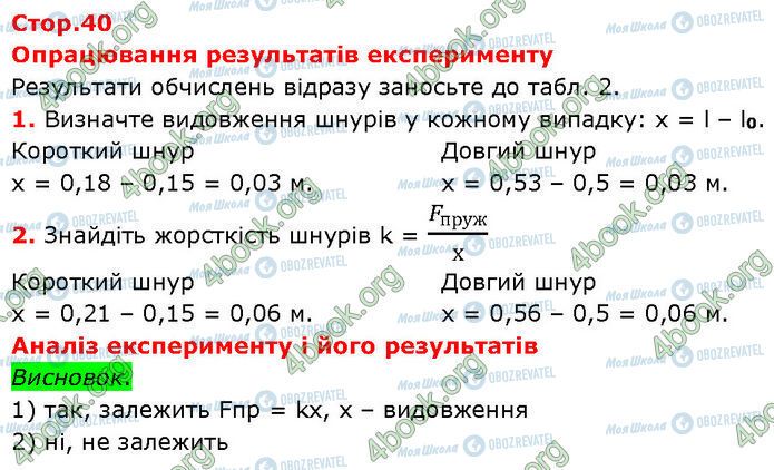 ГДЗ Фізика 7 клас сторінка Стр.40