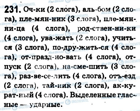 ГДЗ Російська мова 5 клас сторінка 231