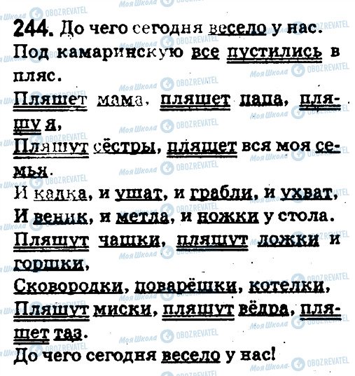 ГДЗ Російська мова 5 клас сторінка 244