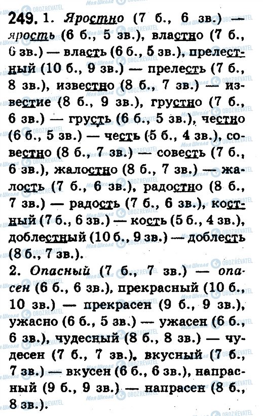 ГДЗ Російська мова 5 клас сторінка 249