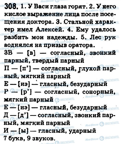 ГДЗ Російська мова 5 клас сторінка 308