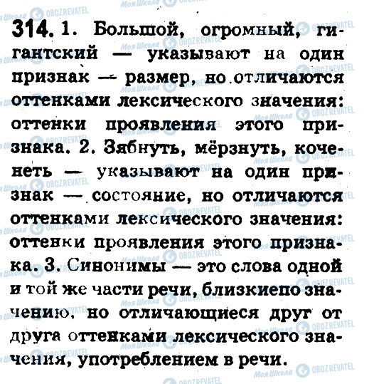 ГДЗ Російська мова 5 клас сторінка 314