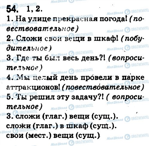 ГДЗ Русский язык 5 класс страница 54