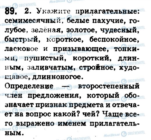 ГДЗ Русский язык 5 класс страница 89