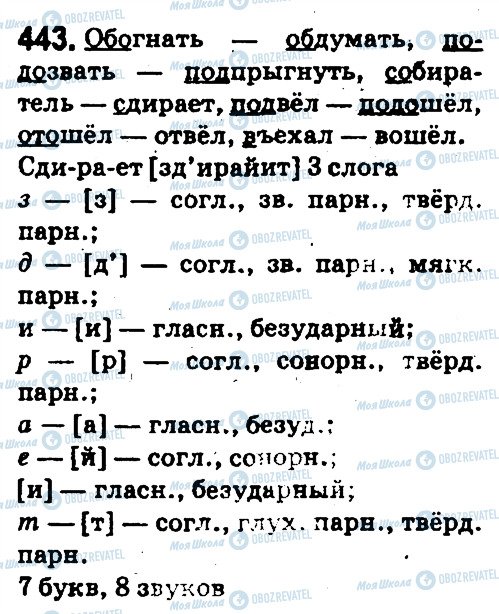 ГДЗ Російська мова 5 клас сторінка 443