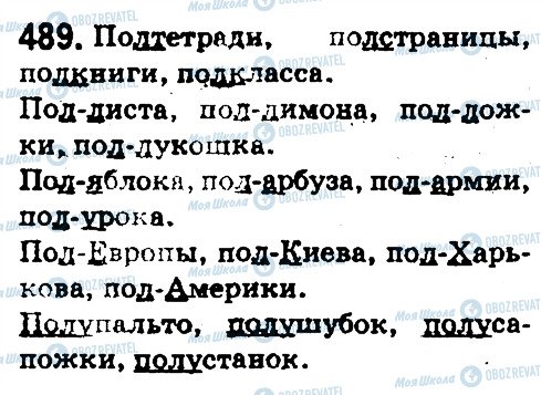 ГДЗ Російська мова 5 клас сторінка 489