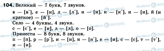 ГДЗ Російська мова 5 клас сторінка 104