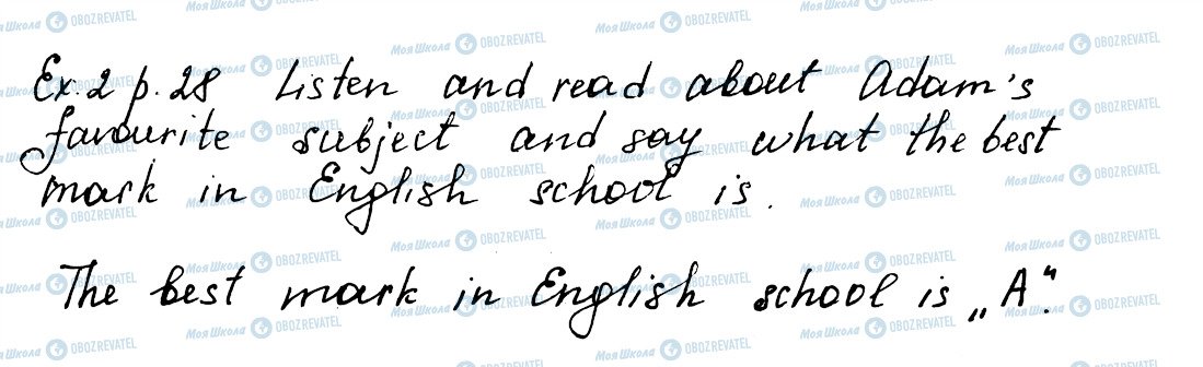 ГДЗ Англійська мова 5 клас сторінка ex2p28