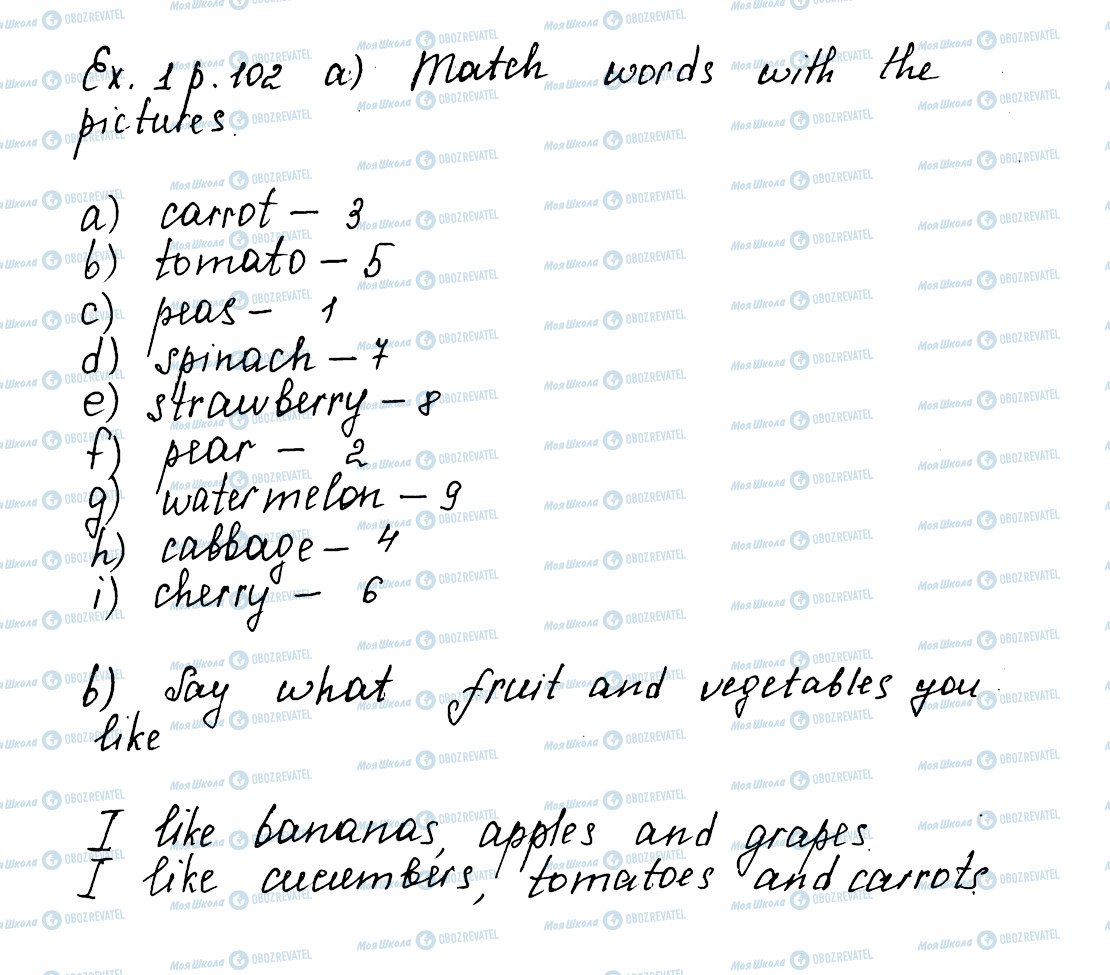 ГДЗ Англійська мова 5 клас сторінка ex1p102