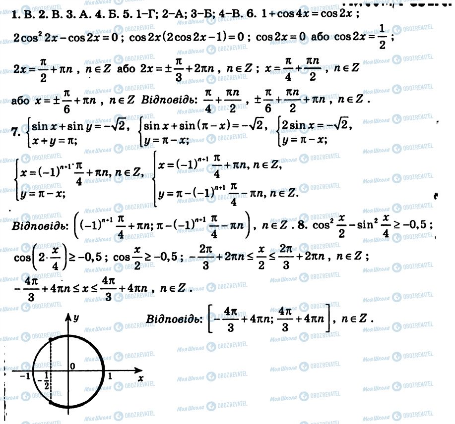 ГДЗ Алгебра 10 клас сторінка КР6