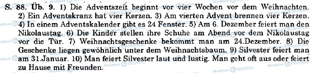 ГДЗ Німецька мова 10 клас сторінка S.88.Üb.9