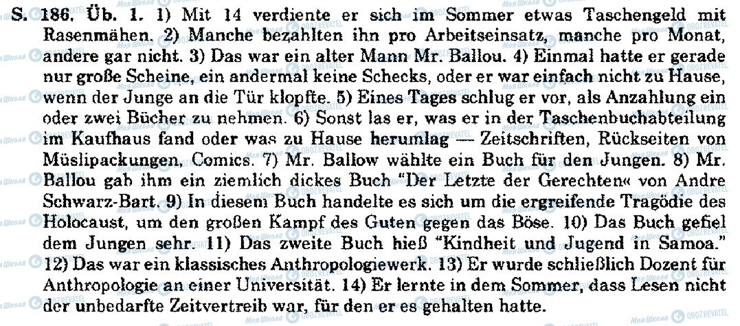 ГДЗ Німецька мова 10 клас сторінка S.186.Üb.1