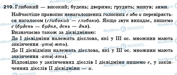 ГДЗ Українська мова 5 клас сторінка 219