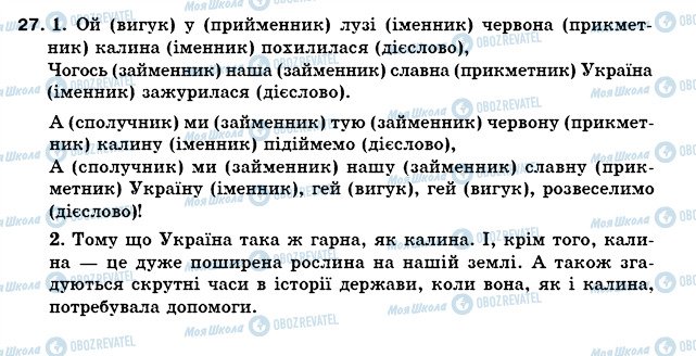 ГДЗ Українська мова 5 клас сторінка 27