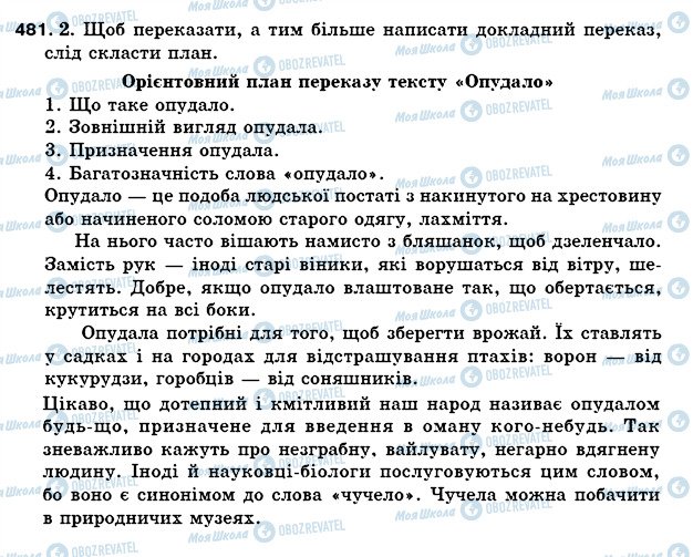ГДЗ Укр мова 5 класс страница 481