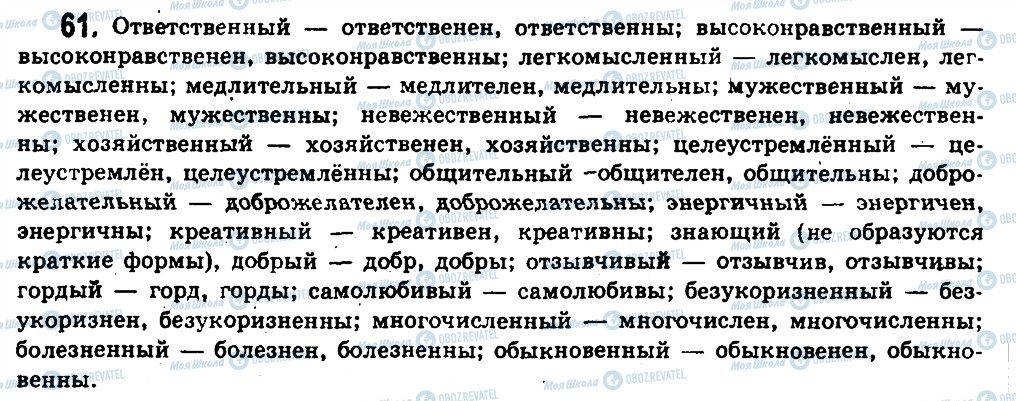 ГДЗ Російська мова 11 клас сторінка 61