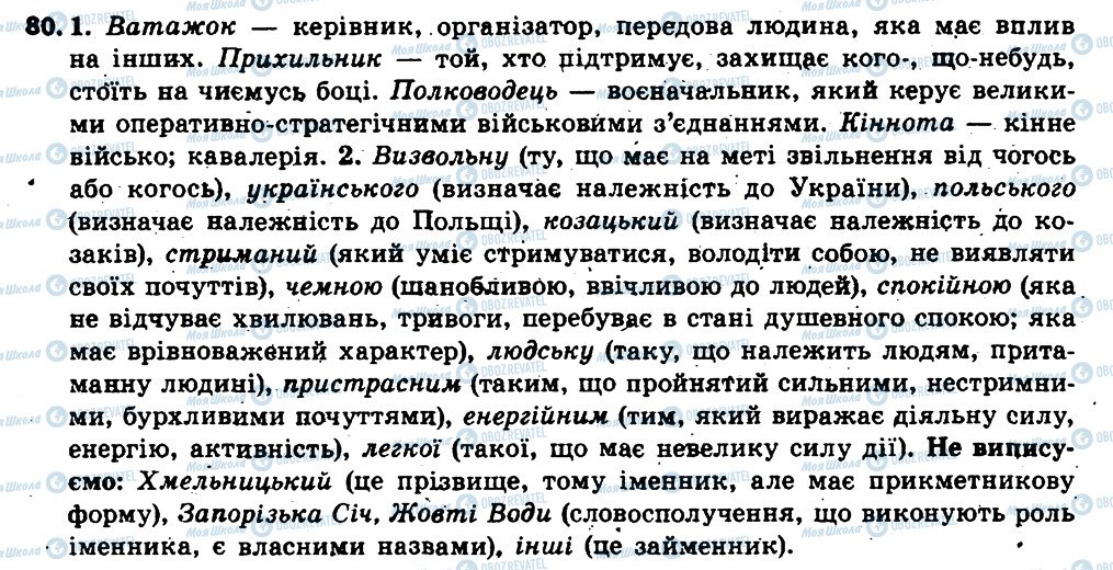 ГДЗ Українська мова 6 клас сторінка 80