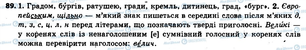 ГДЗ Українська мова 6 клас сторінка 89