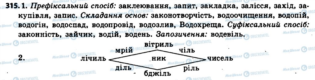 ГДЗ Укр мова 6 класс страница 315