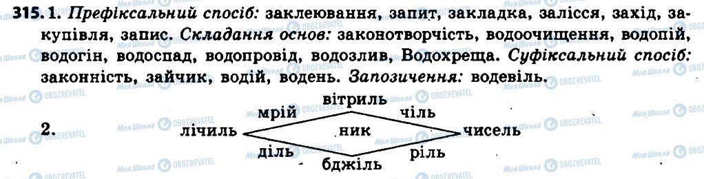 ГДЗ Українська мова 6 клас сторінка 315