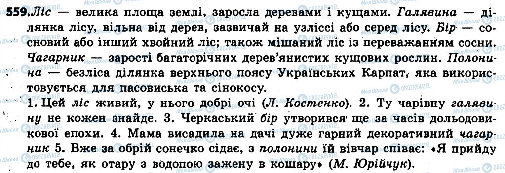 ГДЗ Українська мова 6 клас сторінка 559