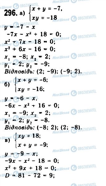 ГДЗ Алгебра 9 класс страница 296